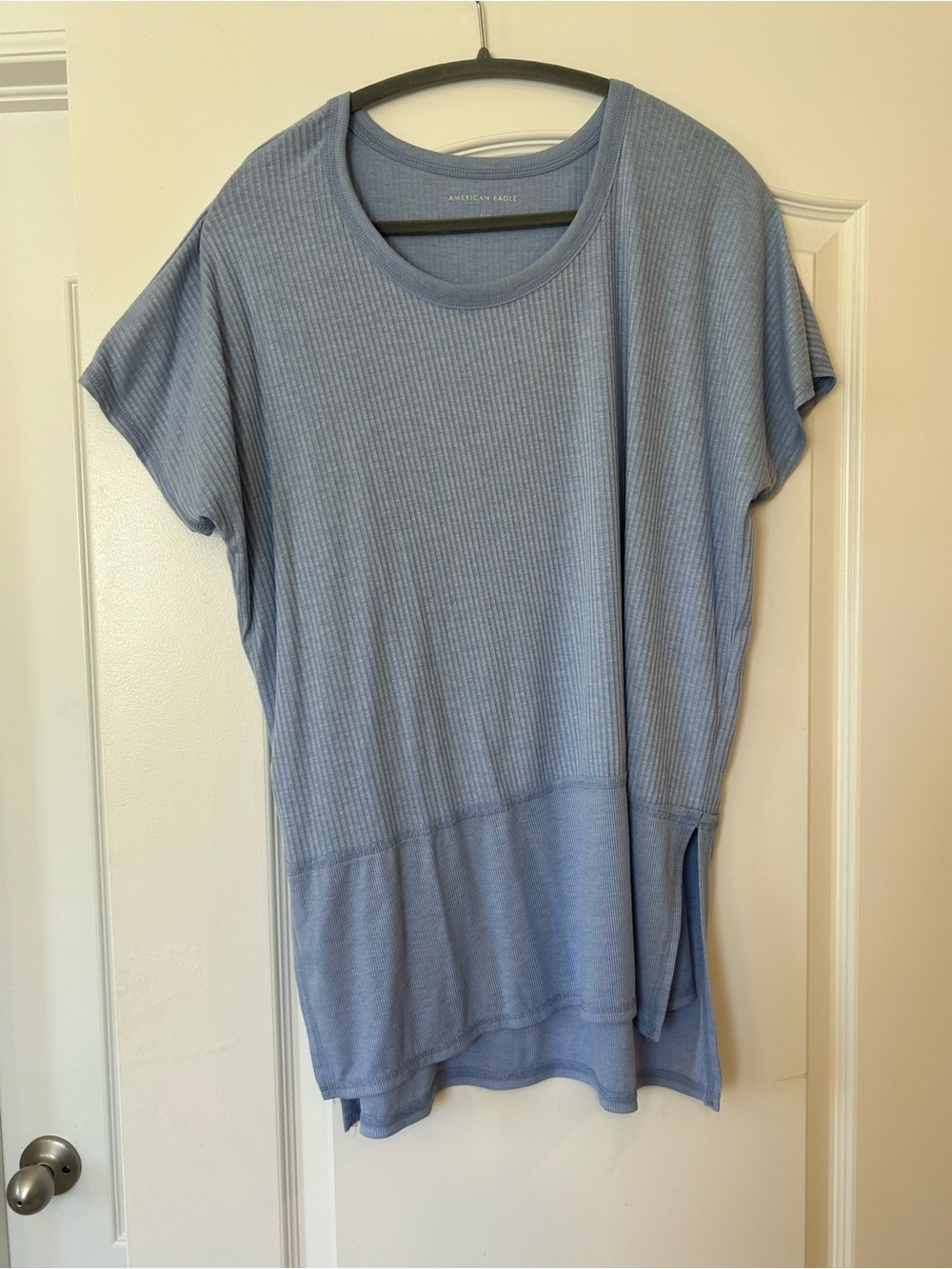 EUC American Eagle Blue Ribbed Oversized Tunic Tee Size Small